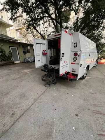 Magnet Plumbing service vehicle on-site for Water Heater Repair in Temple